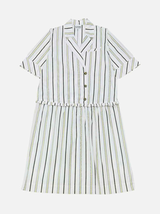 GIANNI Shirt Dress White w/ Yellow & Black Shirt Dress