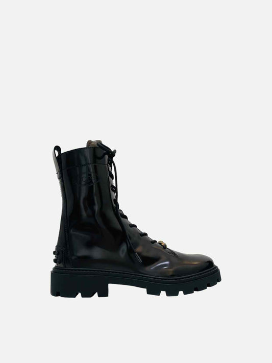 TOD'S Combat Black Ankle Boots