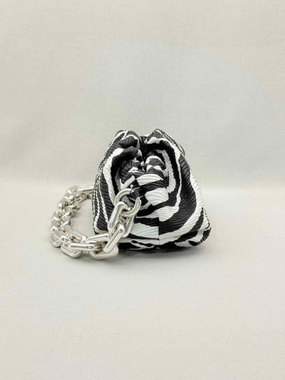 BOTTEGA VENETA Black & White Zebra Stripe Shoulder Bag