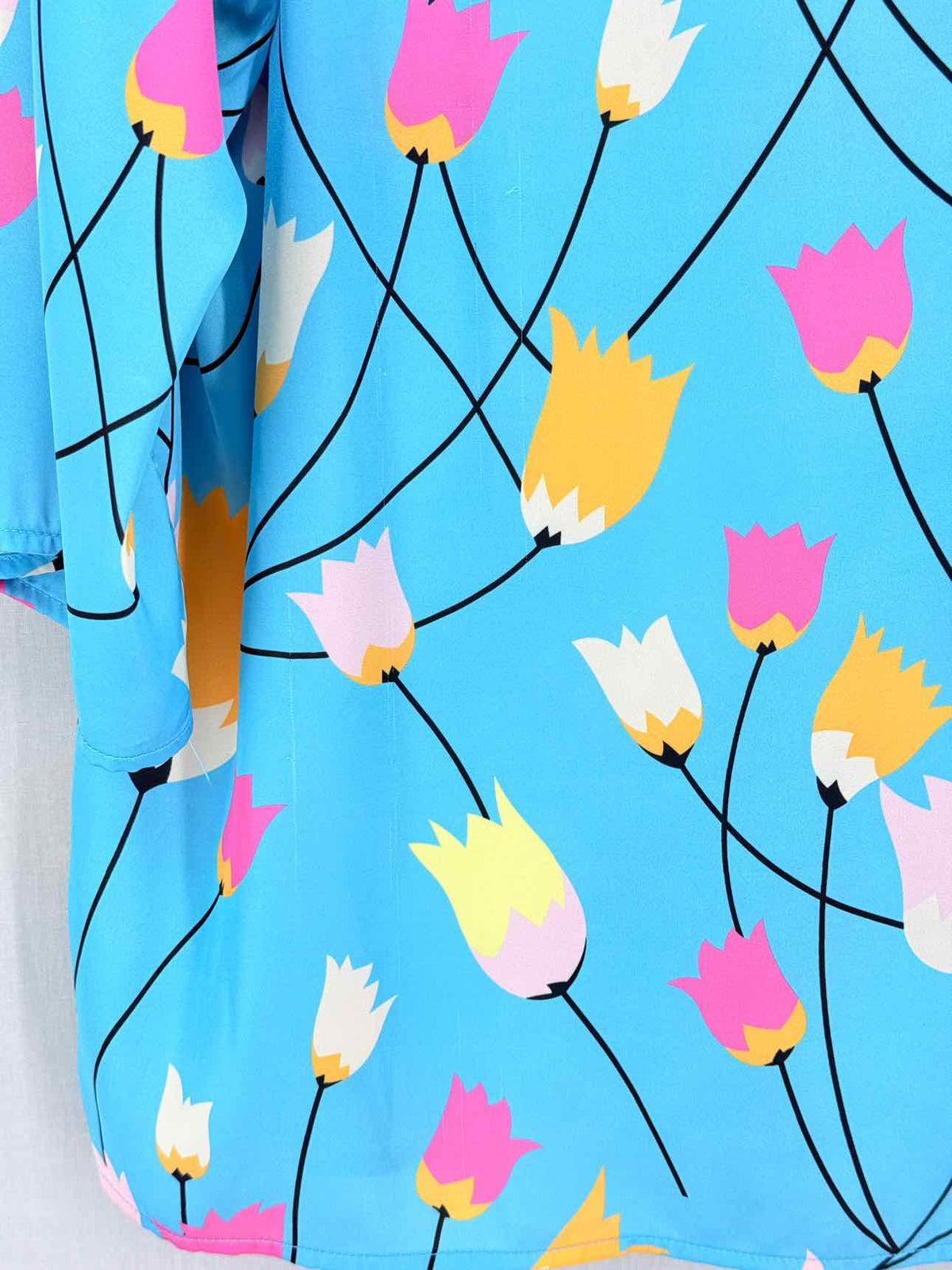 GUCCI 2021 Blue Multicolor Tulip Print Size Small Shirt