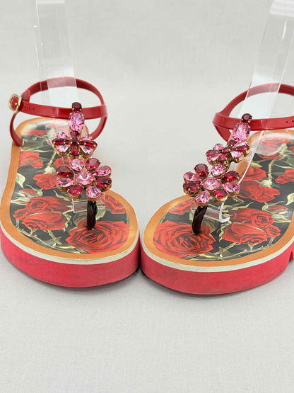 DOLCE & GABBANA Red Printed Size EU 40 Sandals