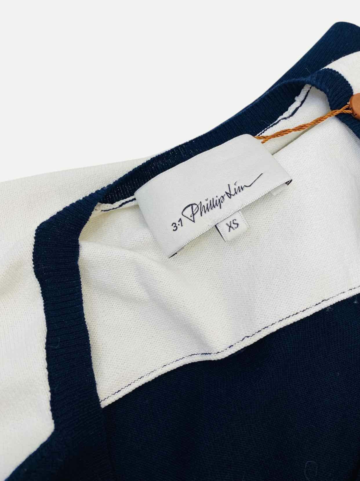 3.1 PHILLIP LIM Blue & White Size XSmall Jumper