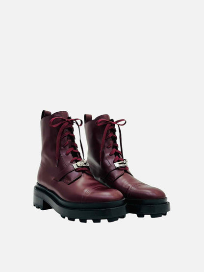 HERMES Funk Bordeaux Ankle Boots 36.5