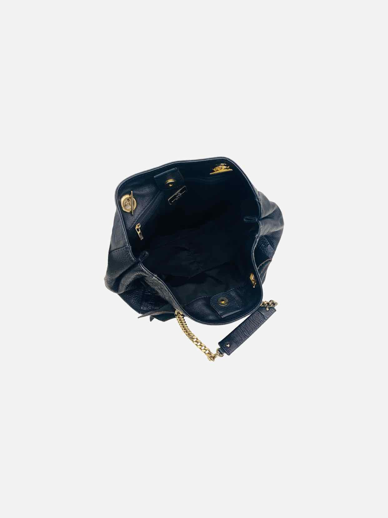 CAROLINA HERRERA Bow Navy Blue Logo Shoulder Bag