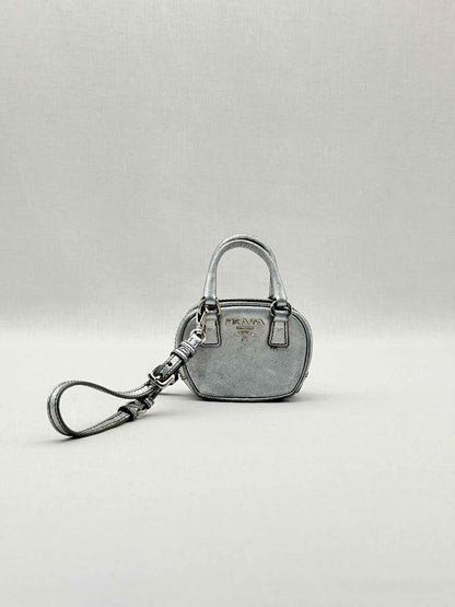 PRADA Metallic Silver Bag Charm