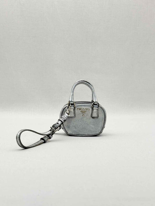PRADA Metallic Silver Bag Charm