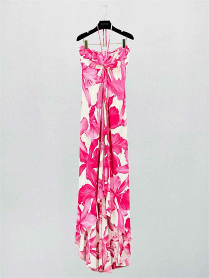 CELINE Runway Pink & White Size US 6 Long Dress