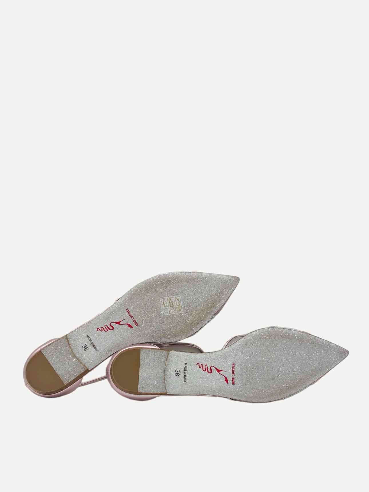 RENE CAOVILLA T-bar Metallic Pink Flats 36