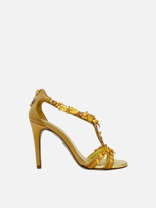 LORIBLU T-strap Gold Heeled Shoes