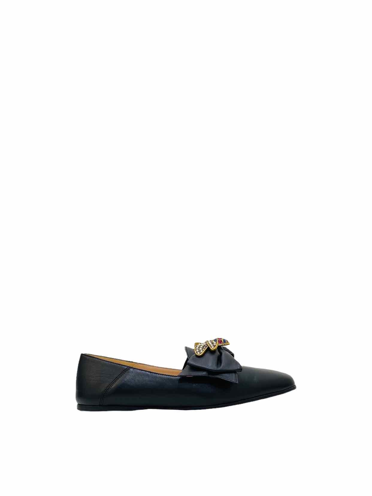 GUCCI Queen Margaret Bee Black Ballet Flats