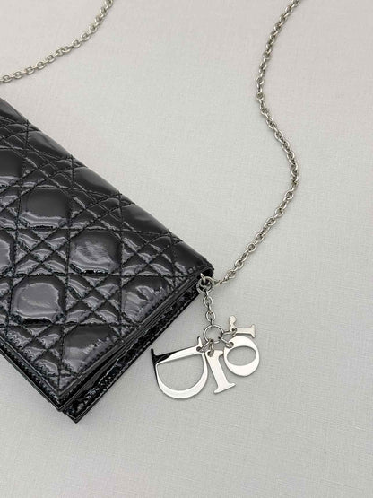 CHRISTIAN DIOR Lady Dior WOC Black Cannage Shoulder Bag