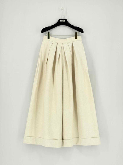 DELPOZO Long Pleated Cream Size US 4 Pants