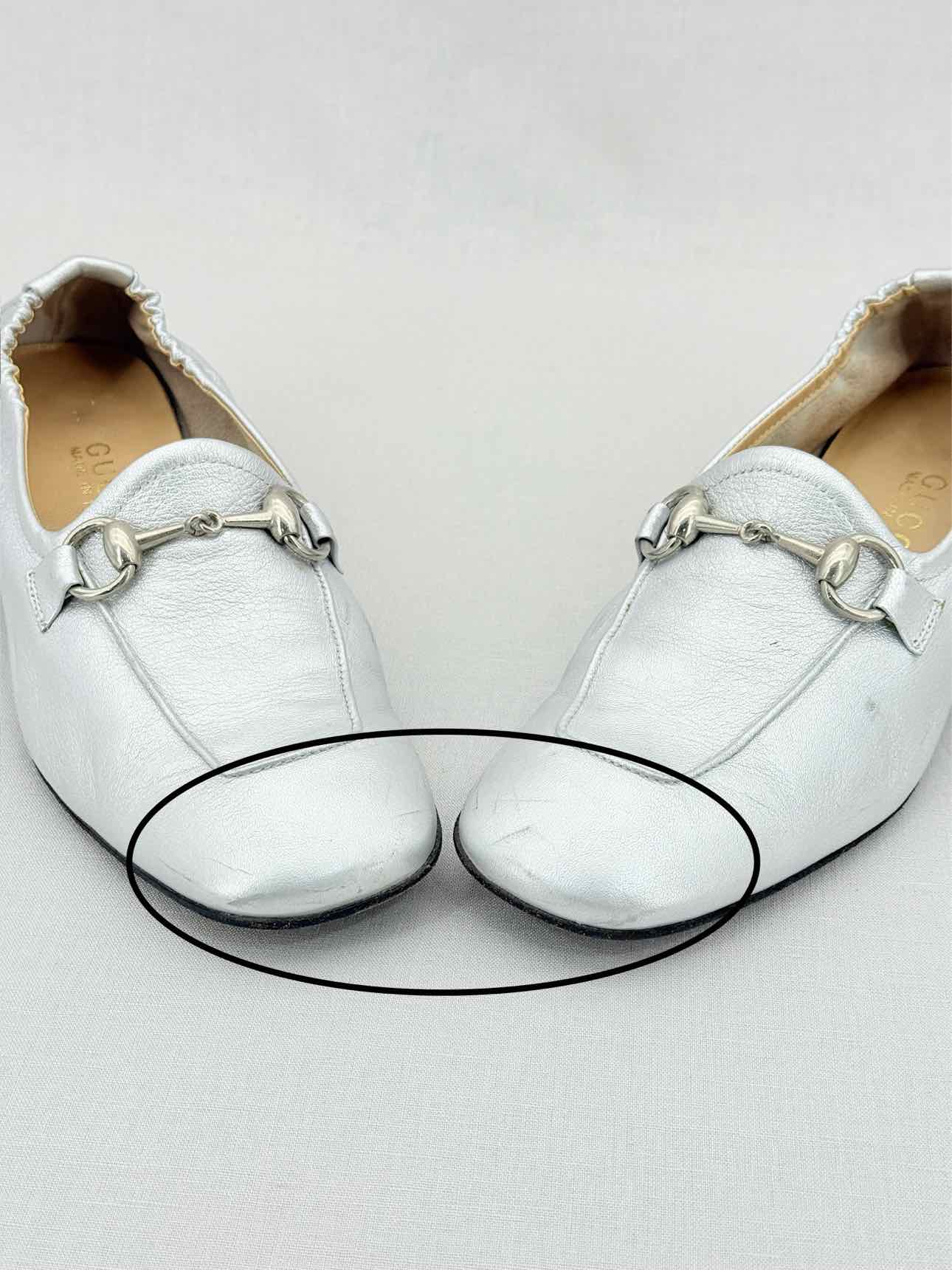 GUCCI Jordaan Silver Size EU 38.5 Loafers