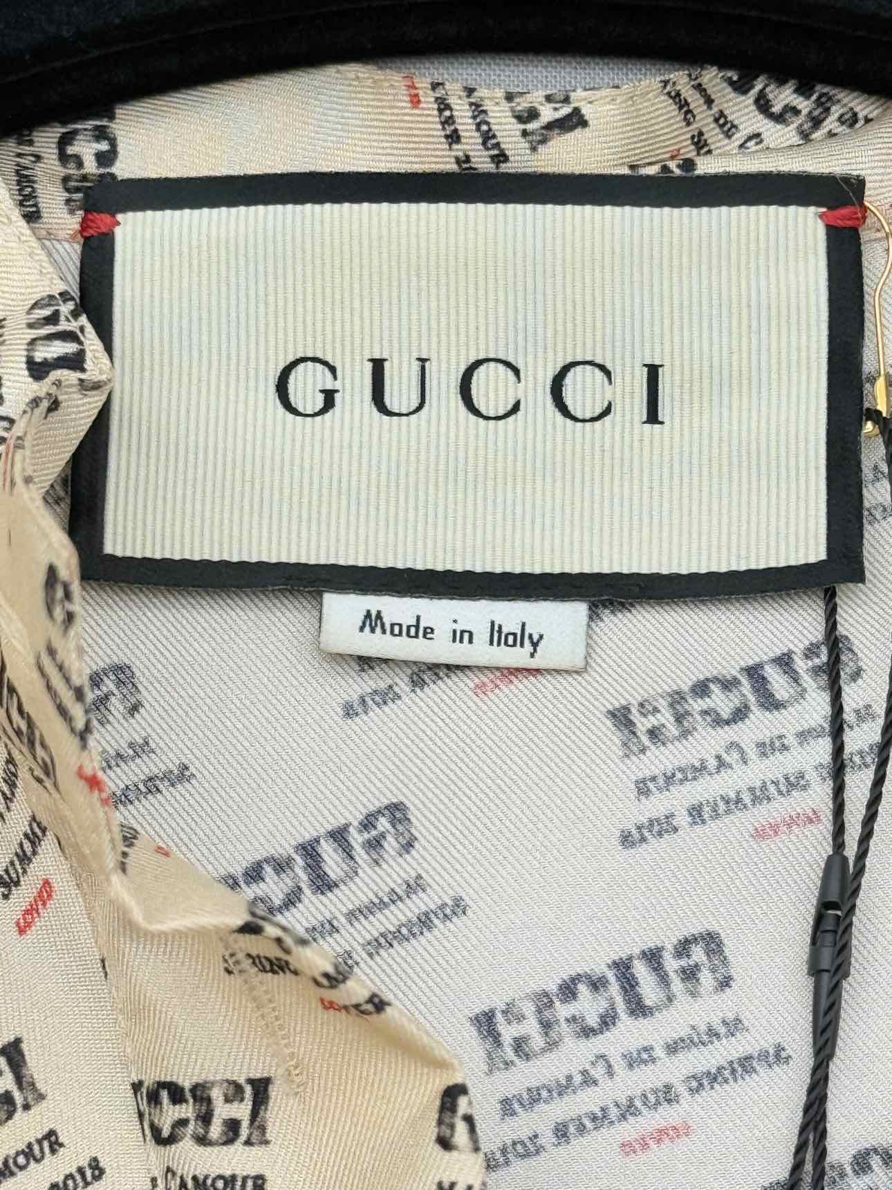 GUCCI Gold w/ Black Invite Stamp Print Size US 6 Shirt