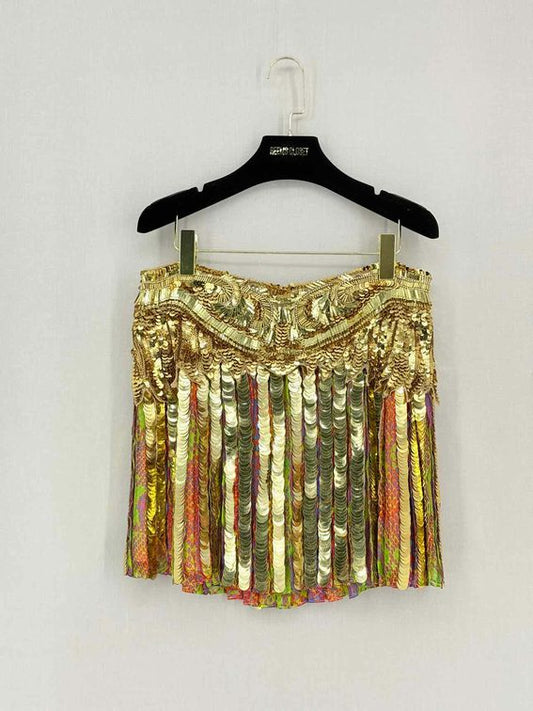 ROBERTO CAVALLI Runway Gold Size US 4 Mini Skirt