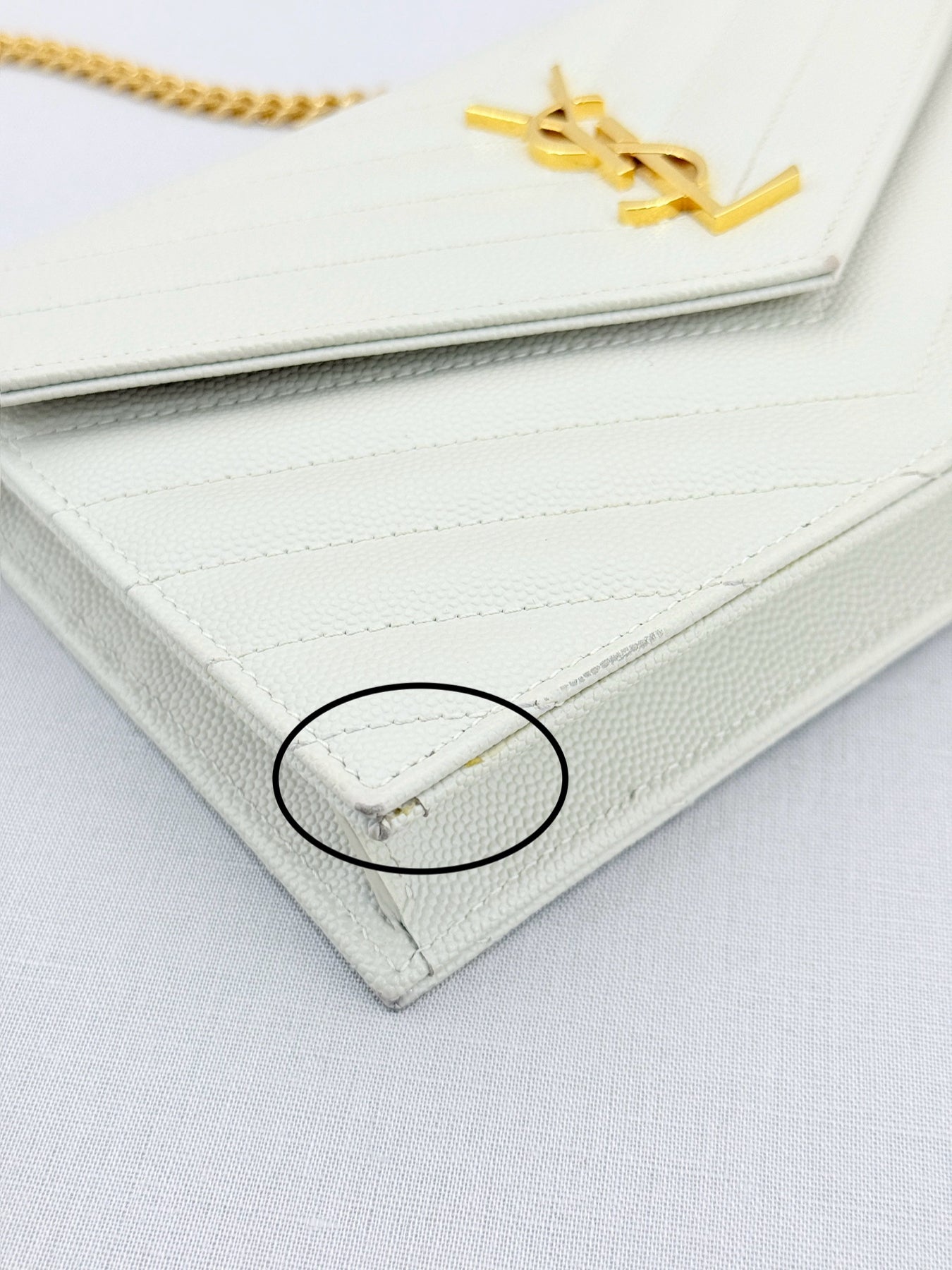 SAINT LAURENT Cassandre White Chevron Shoulder Bag