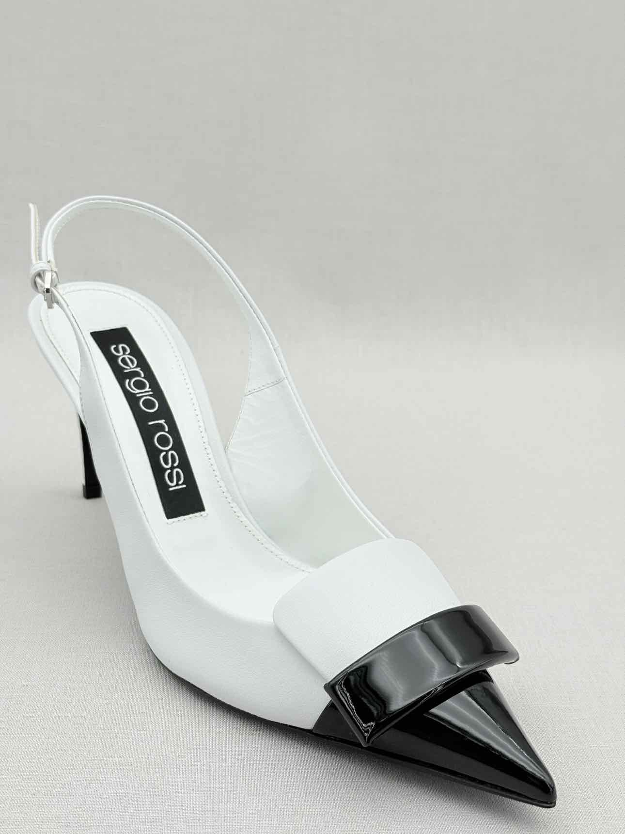 SERGIO ROSSI White & Black Size EU 39 Slingbacks