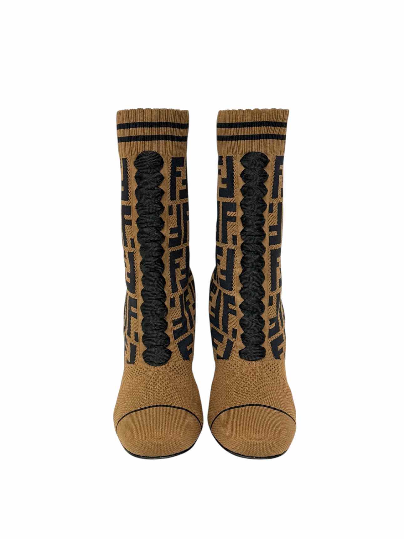 FENDI Brown & Black FF Motif Size EU 35 Ankle Boots
