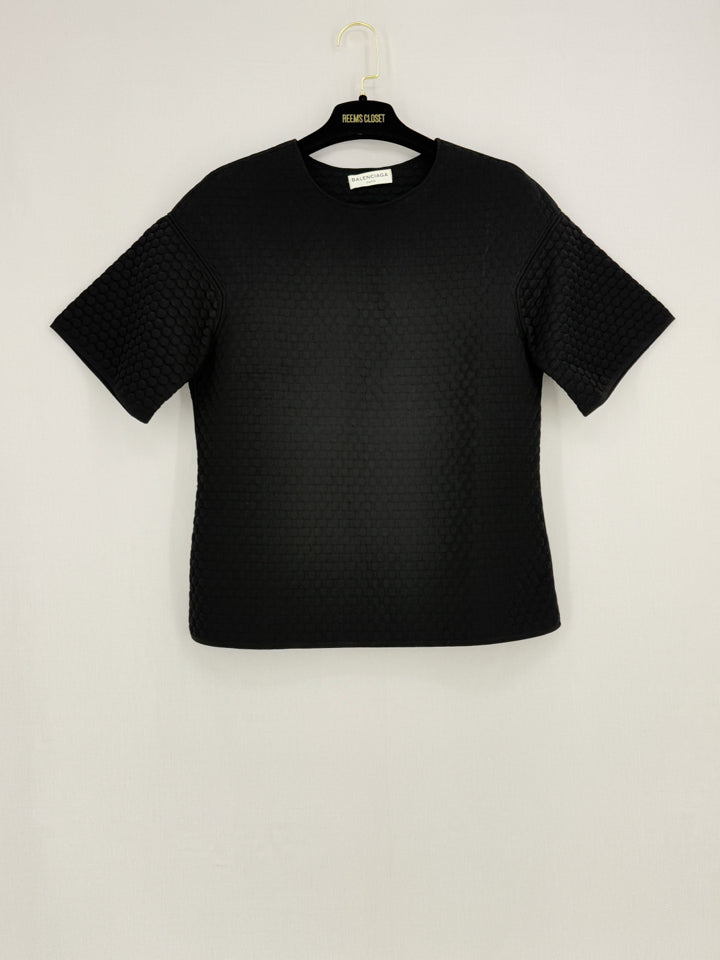 BALENCIAGA Black Embossed Size US 6 Top