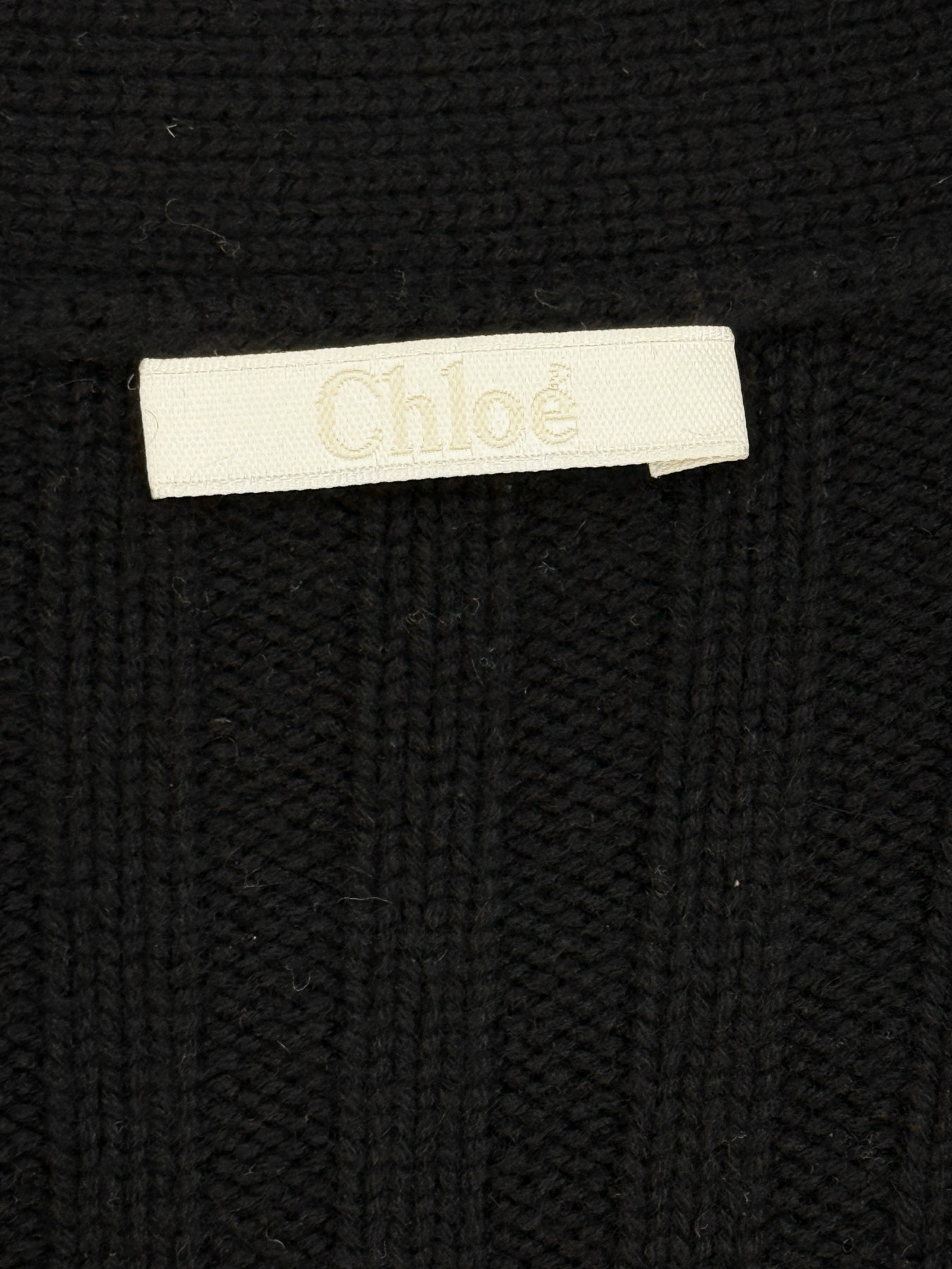 CHLOE Black Ribbed Size Medium Cardigan