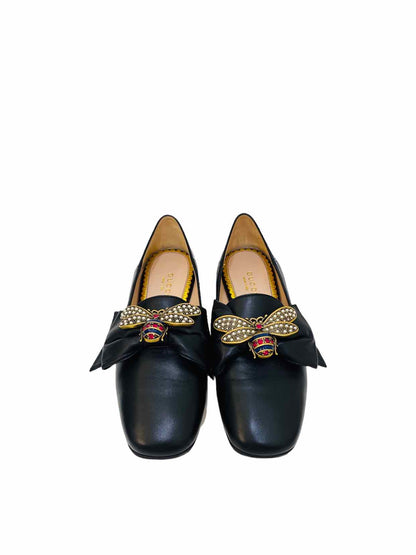 GUCCI Queen Margaret Bee Black Ballet Flats