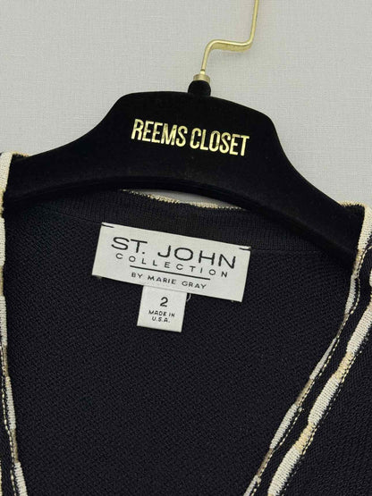 ST. JOHN Black w/ White Trim Size US 2 Jacket
