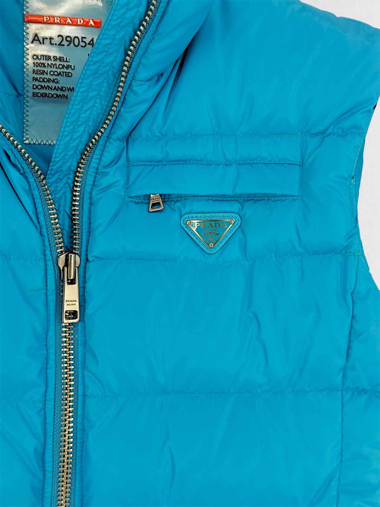 PRADA Triangle Logo Blue Quilted Size US 4 Gilet