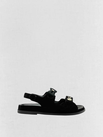 CHANEL Velvet Dad Black Quilted Size EU 42 Sandals