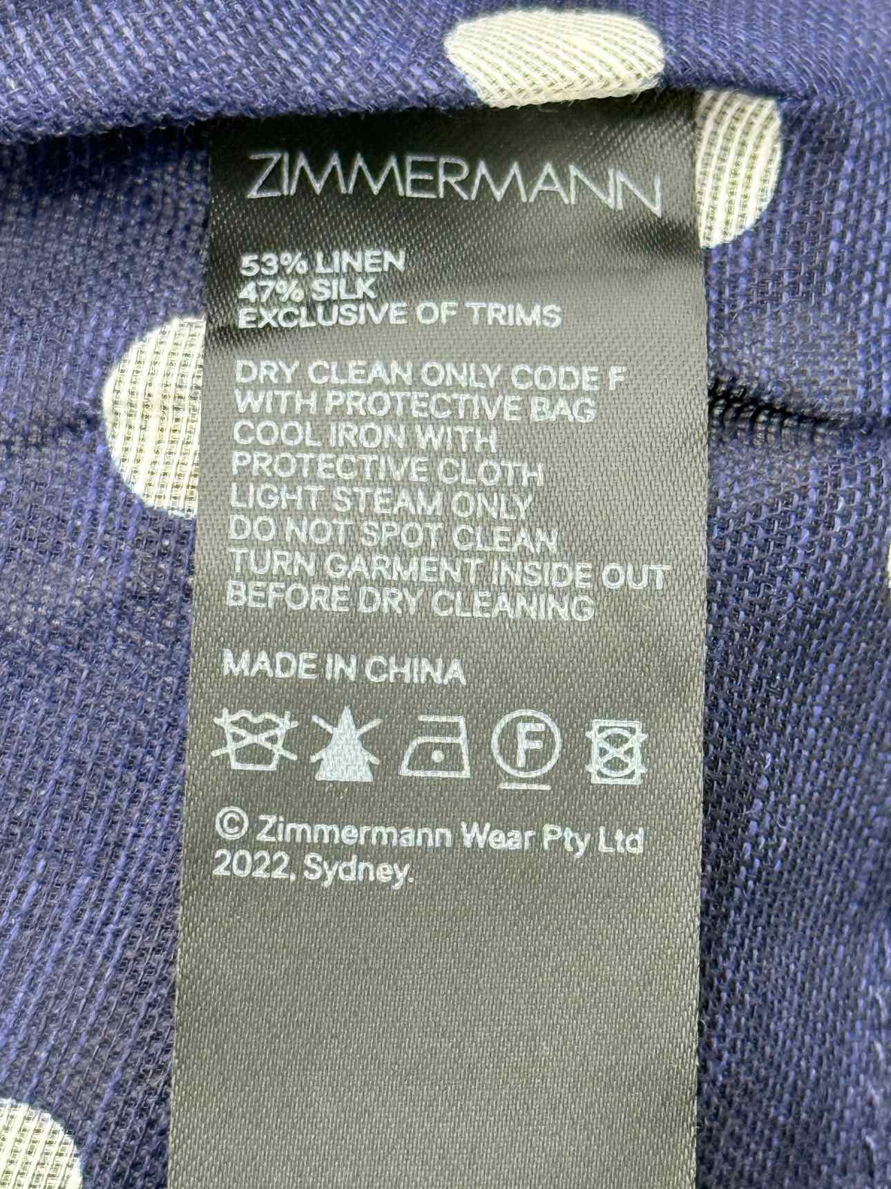 ZIMMERMANN Navy Blue & White Size US 10 Midi Dress