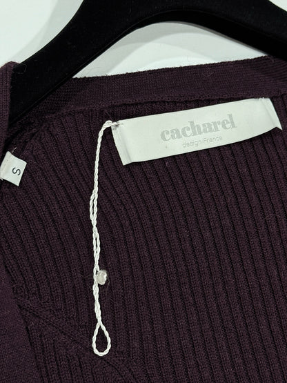 CACHAREL Burgundy Ribbed Size Small Cardigan
