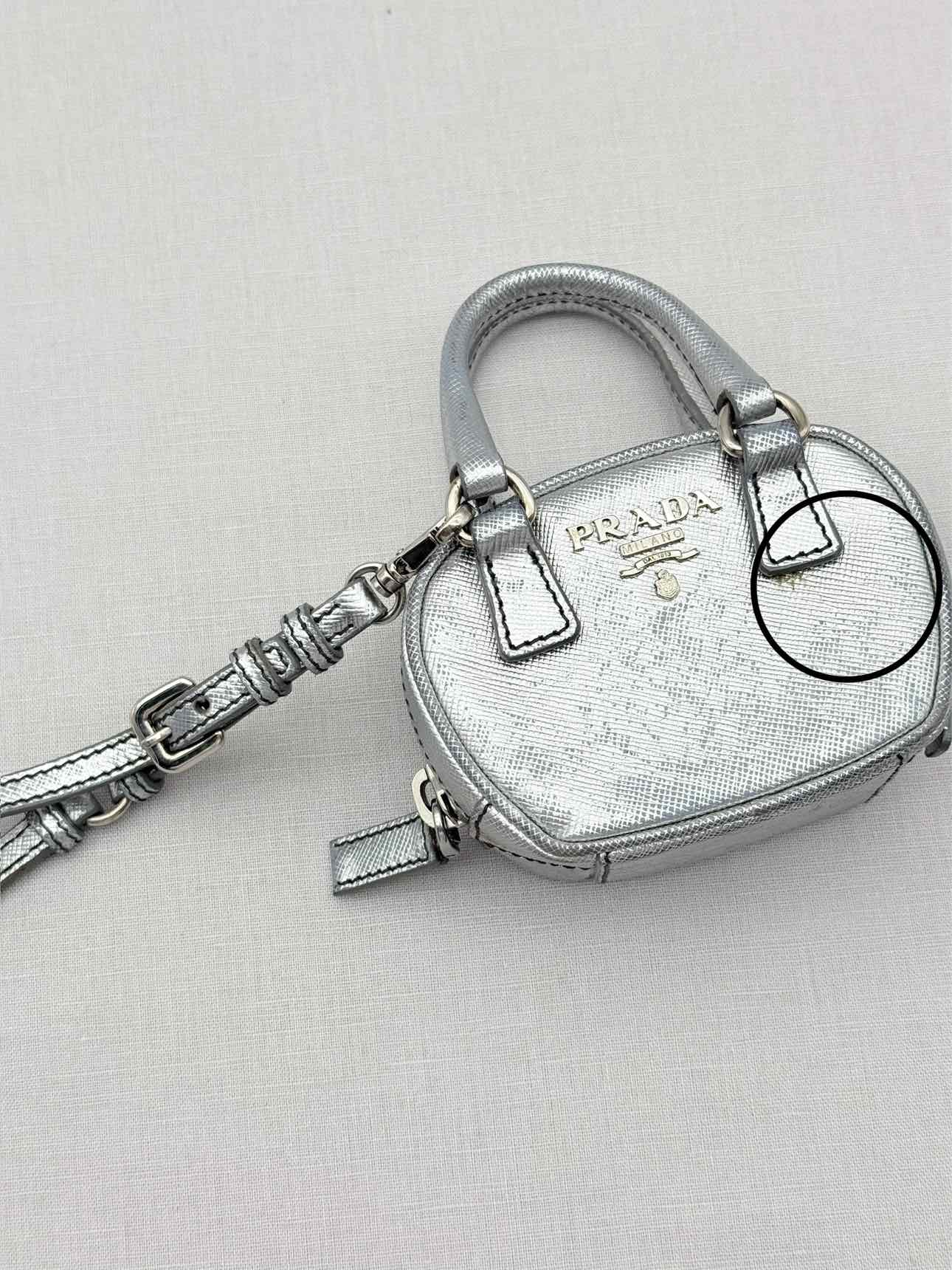 PRADA Metallic Silver Bag Charm