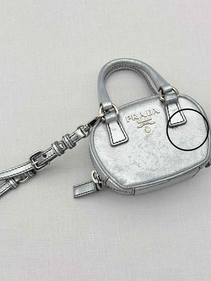 PRADA Metallic Silver Bag Charm