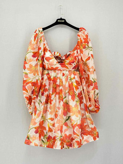 ZIMMERMANN Orange Multicolor Size XLarge Short Dress