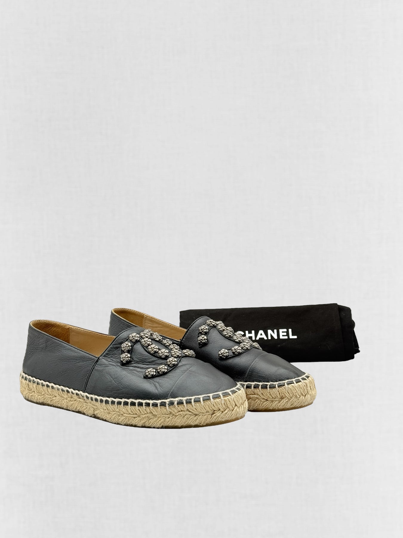CHANEL Espadrille Black Size EU 38 Flats