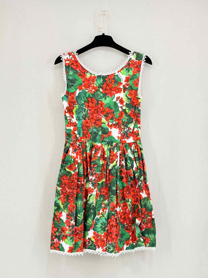 DOLCE & GABBANA Red Multicolor Size US 2 Short Dress