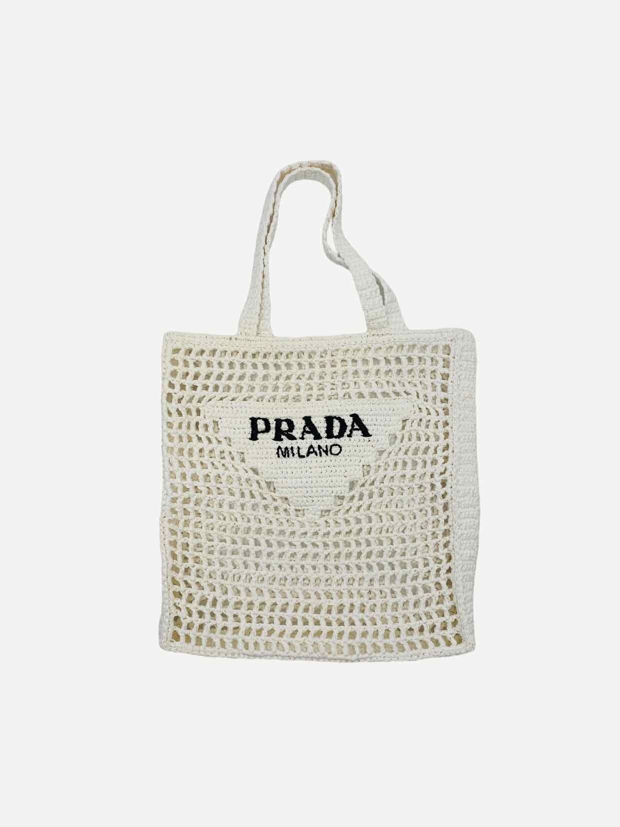 PRADA Crochet White Tote Bag