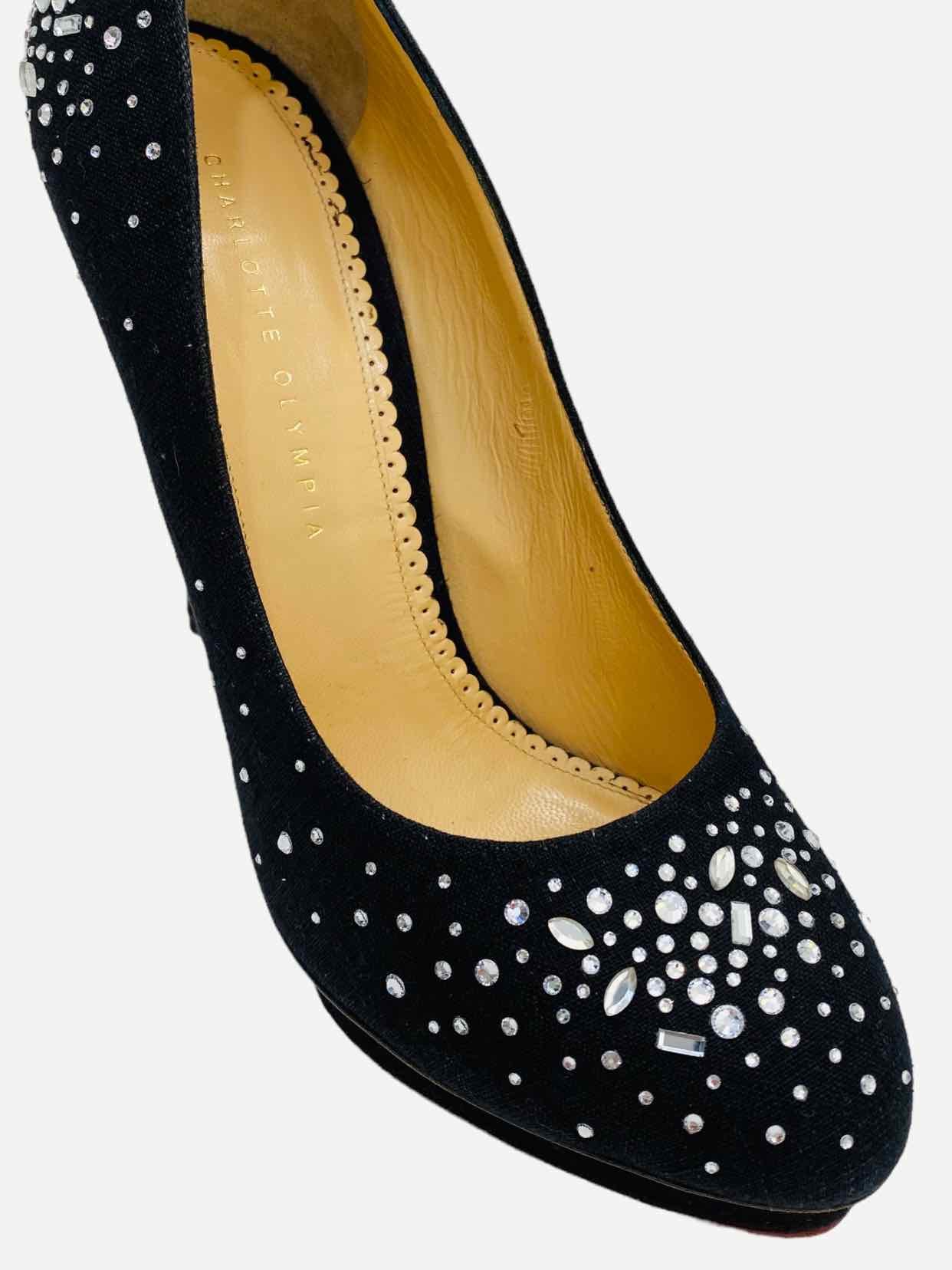 CHARLOTTE OLYMPIA Bejewelled Dotty Black Pumps 41