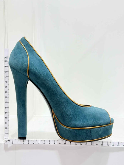 GUCCI Open Toe Teal Blue Size EU 38.5 Pumps