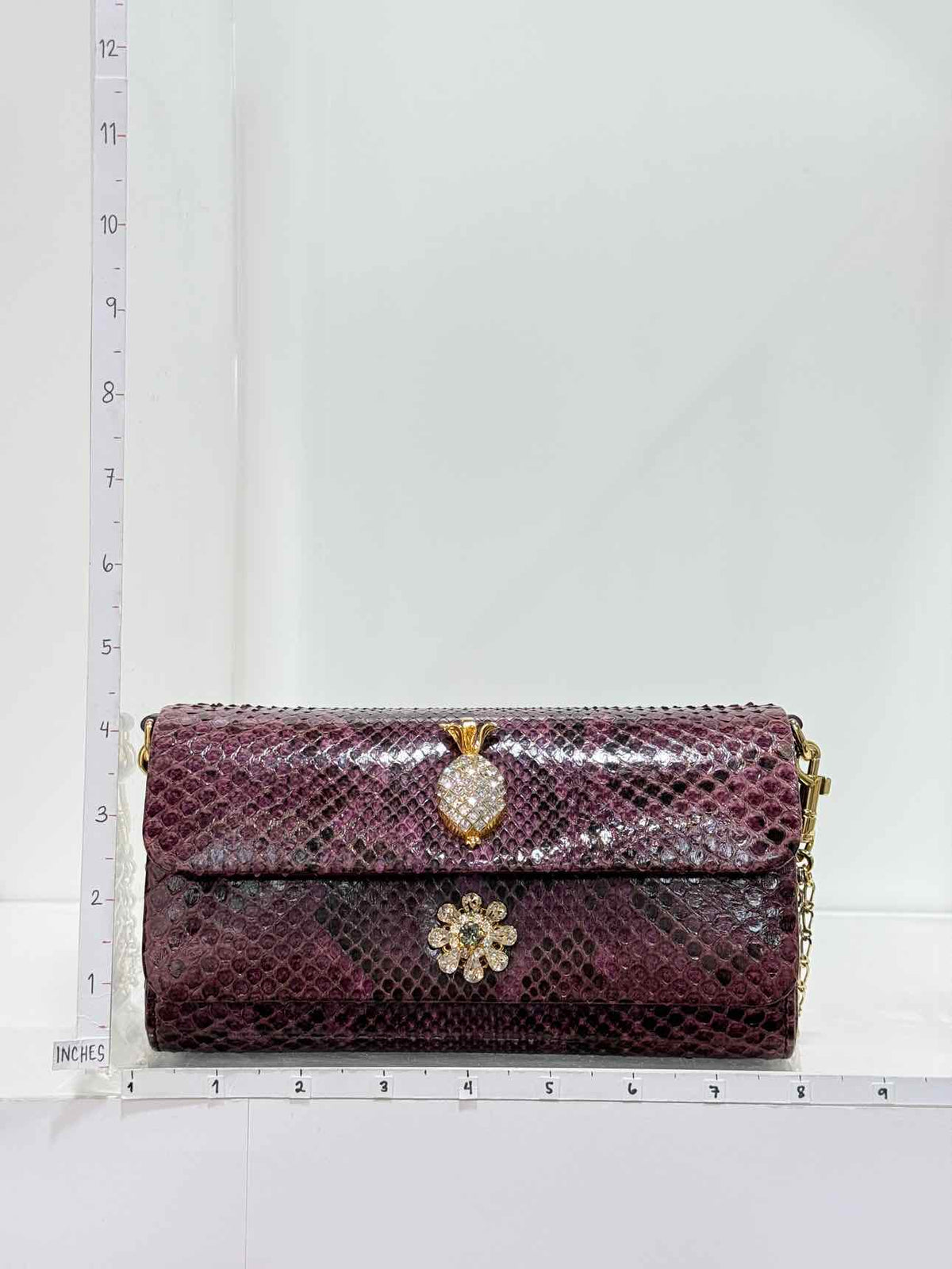 DOLCE & GABBANA Crystal Embellished Plum Shoulder Bag