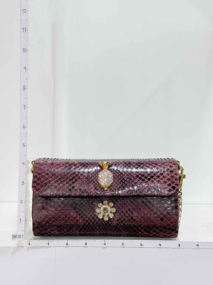 DOLCE & GABBANA Crystal Embellished Plum Shoulder Bag