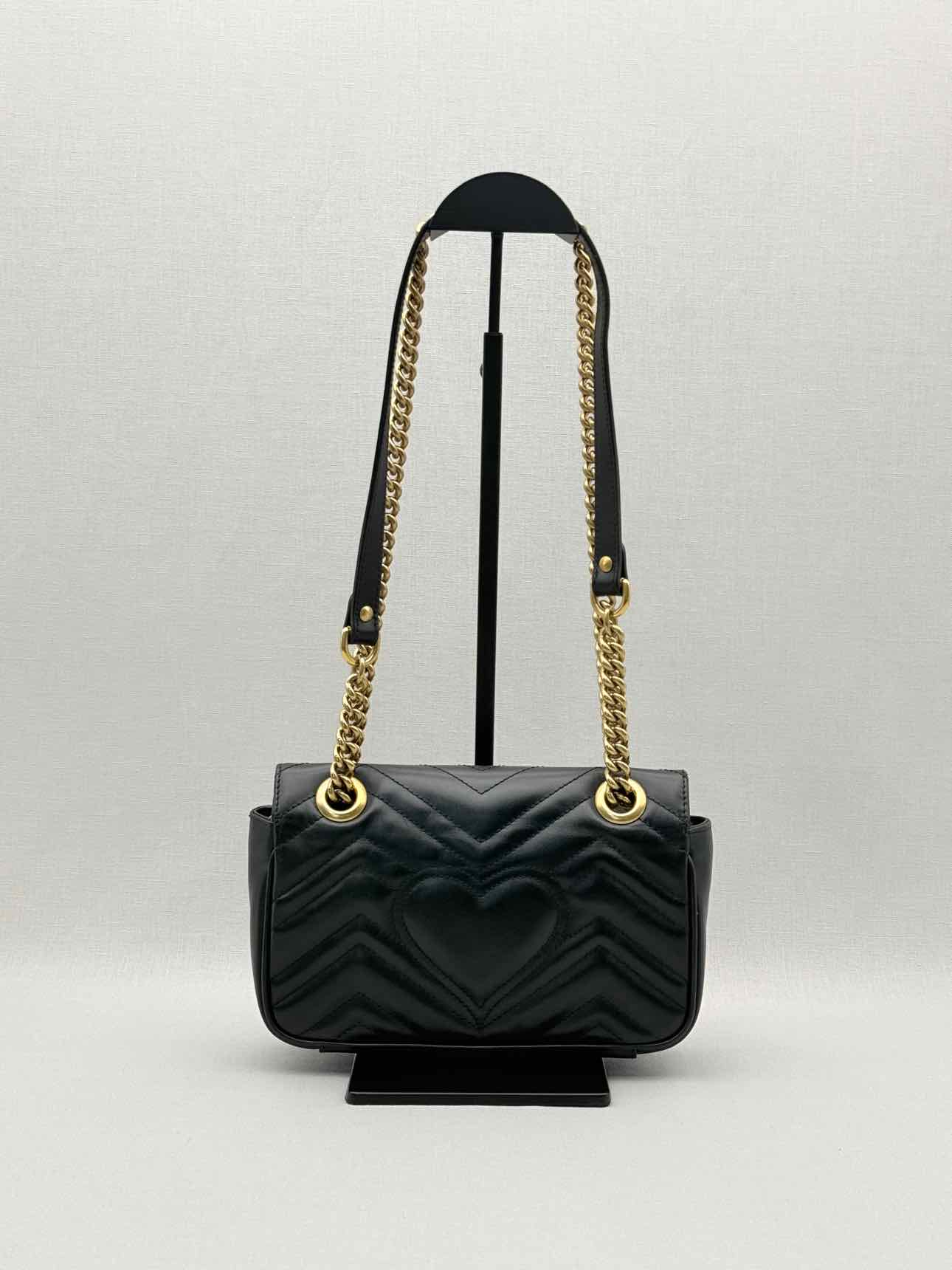 GUCCI GG Marmont Black Chevron Quilted Shoulder Bag
