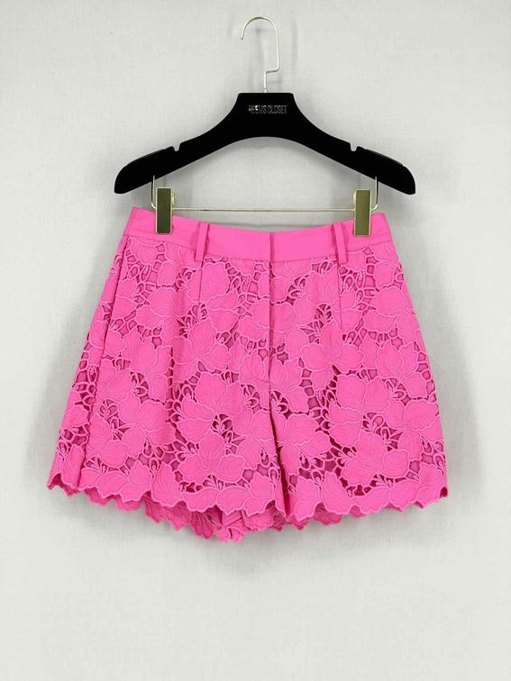 SELF-PORTRAIT Scalloped Hem Pink Lace Size US 4 Shorts