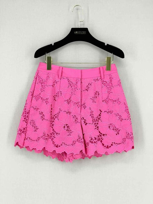 SELF-PORTRAIT Scalloped Hem Pink Lace Size US 4 Shorts
