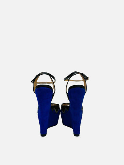 AQUAZZURA Blue w/ Black Wedges 37.5