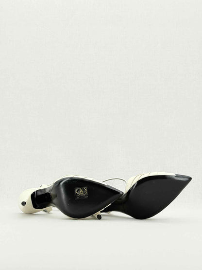 SAINT LAURENT Black & Cream Size EU 36 Heeled Sandals