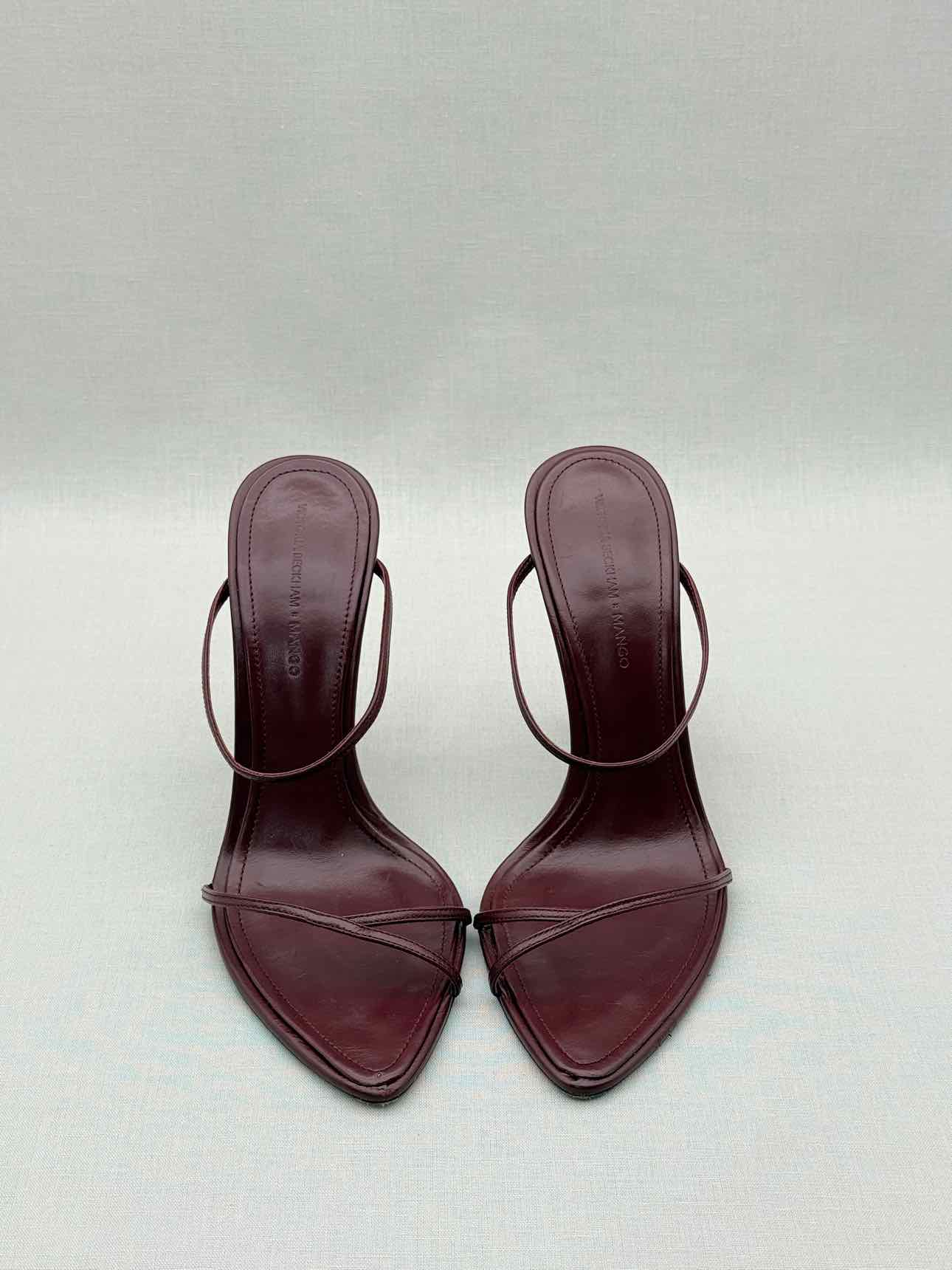 MANGO Burgundy Strappy Size EU 38 Heeled Sandals