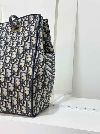 DIOR Promenade Blue & Beige Oblique Jacquard Tote Bag