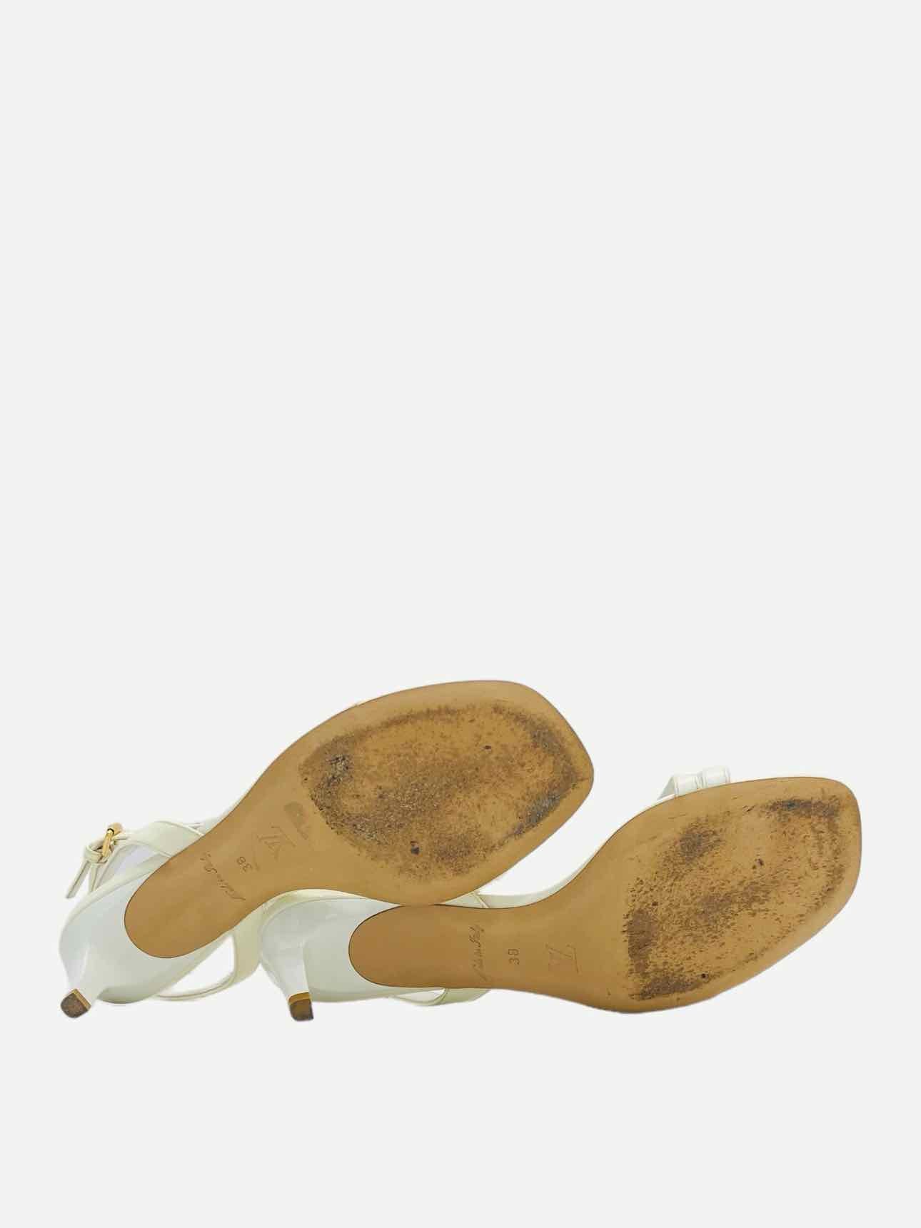 LOUIS VUITTON Signature White Heeled Sandals 38