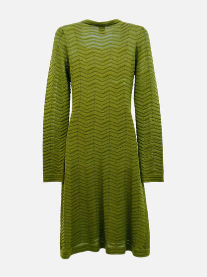 M MISSONI Fit &amp; Flare Green Knee Length Dress