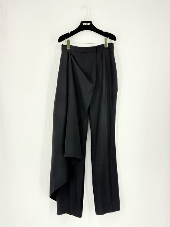 ALEXANDER McQUEEN Barathea Draped Black Wool Size US8 Pants
